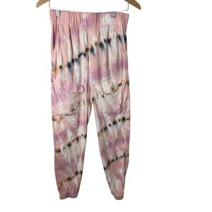 Young Fabulous & Broke Pink Tie Dye Cargo Jogger Sweatpants Sz S